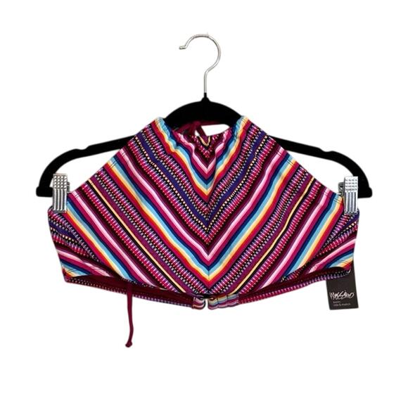 Mossimo Bikini Top Swimwear XL Red Halter Neck Striped Summer Beach Pool NWT - Picture 1 of 8
